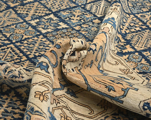 9x12 Blue Aryana Afghan Hand Knotted Veg Dye Wool Area Rug